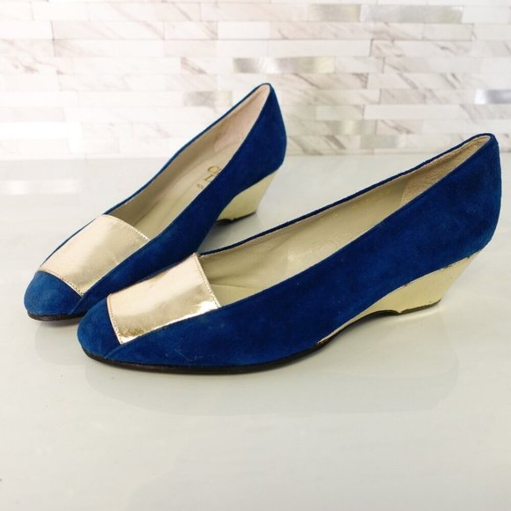 90s Christian Dior Shoes Leather 4 Sandals Slip On Wedge Pump Suede‎ Soulier VTG